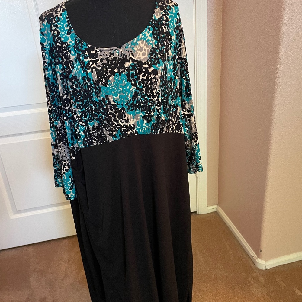 Joanna Hope maxi dress with print top and black skirt